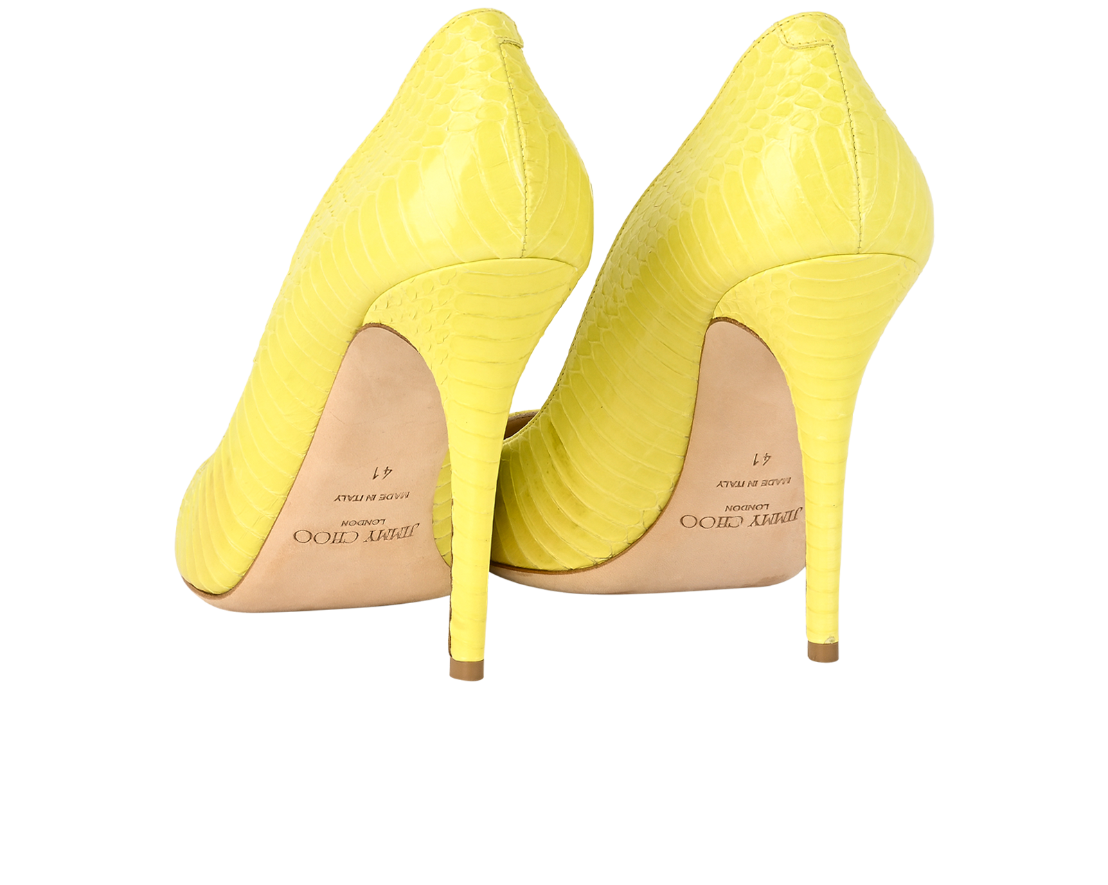 Jimmy Choo Avril Pumps, &pound;280, Shoes, Yellow, Snake, Back view