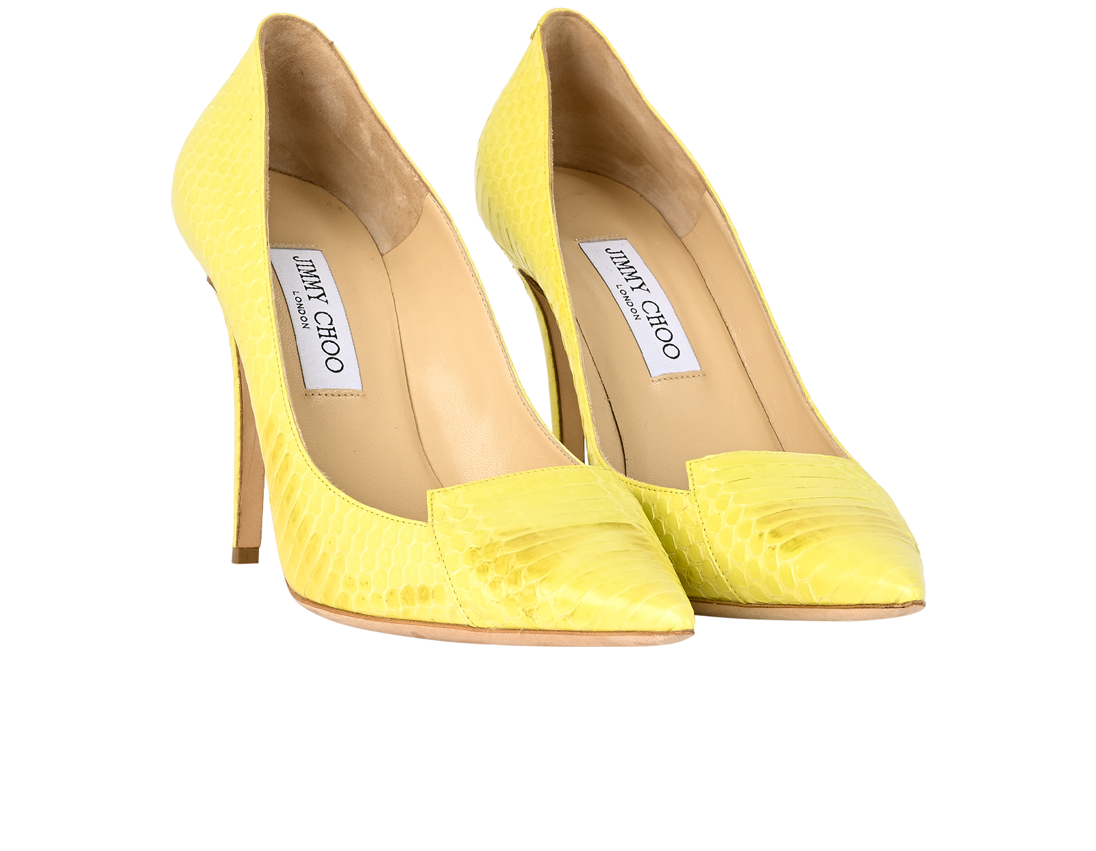 Jimmy Choo Avril Pumps, &pound;280, Shoes, Yellow, Snake, Side view