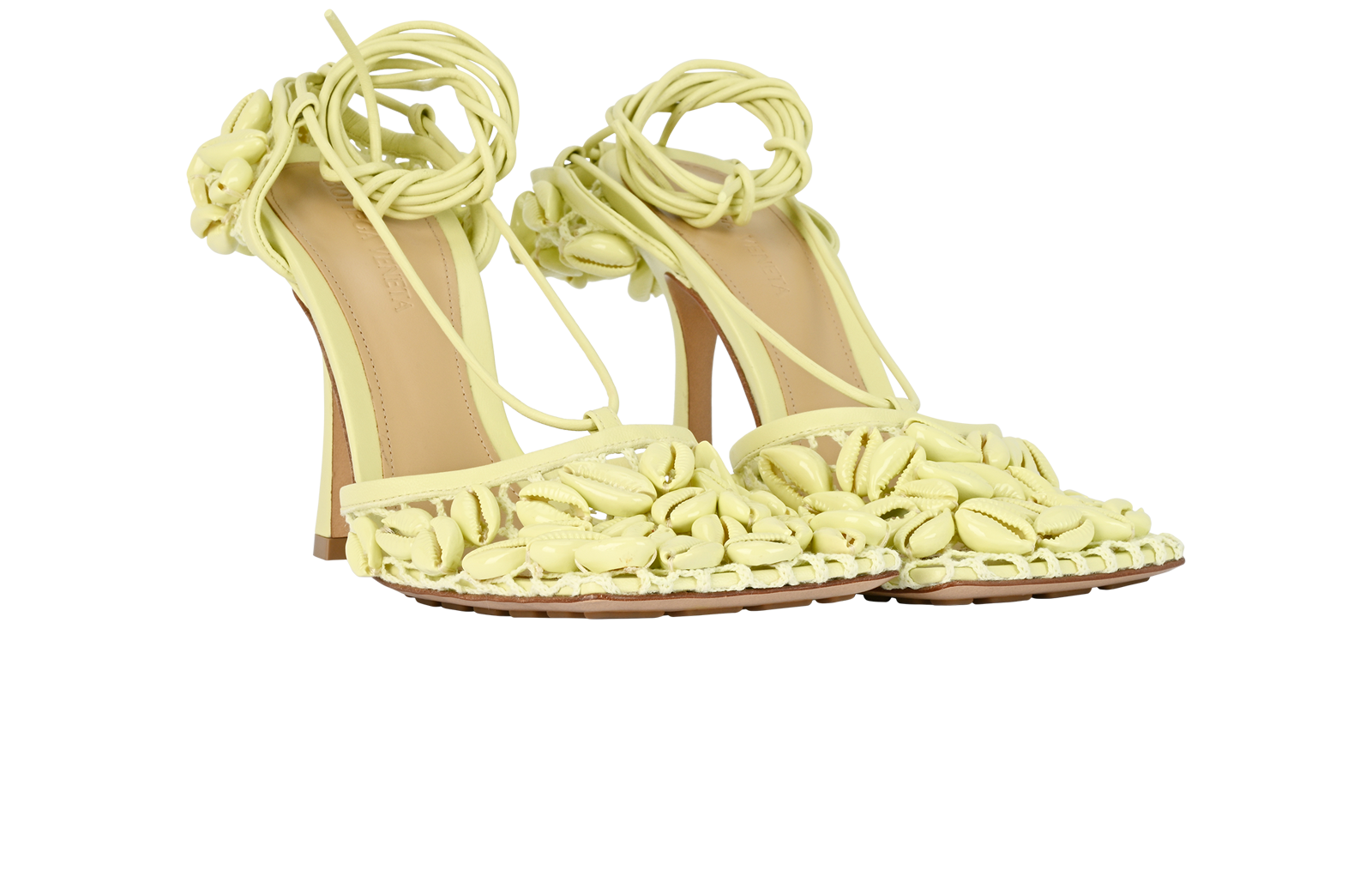 Bottega Veneta Stretched Shell Heels, &pound;295, Shoes, Yellow, Leather, Side view