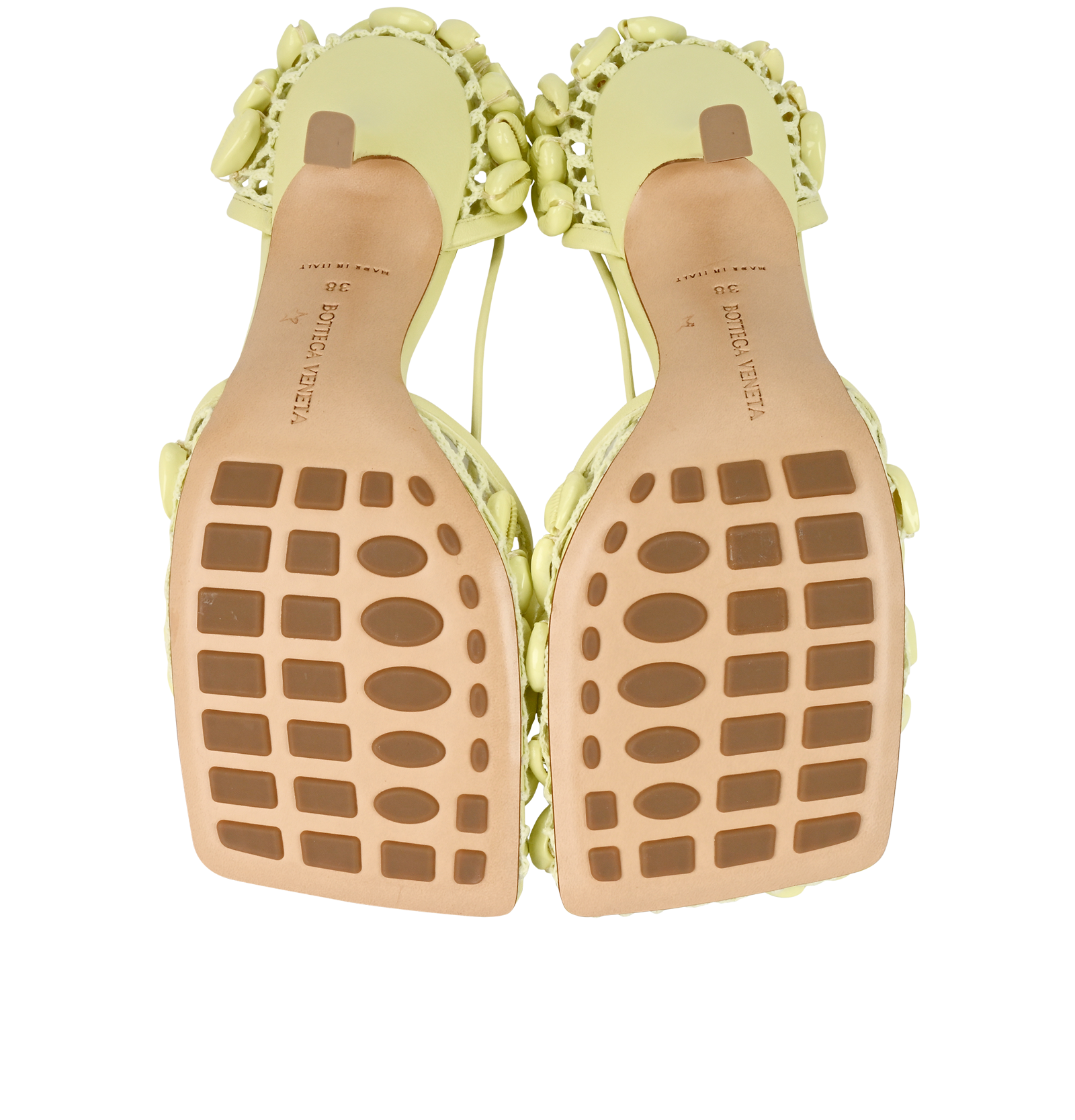 Bottega Veneta Stretched Shell Heels, &pound;295, Shoes, Yellow, Leather, Top view