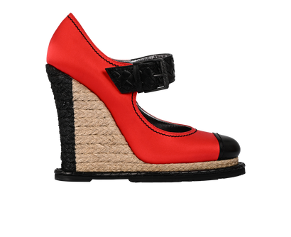 Bottega Veneta  Wedge Espadrilles, &pound;220, Shoes, Black/Red, Raffia/Satin, Front view