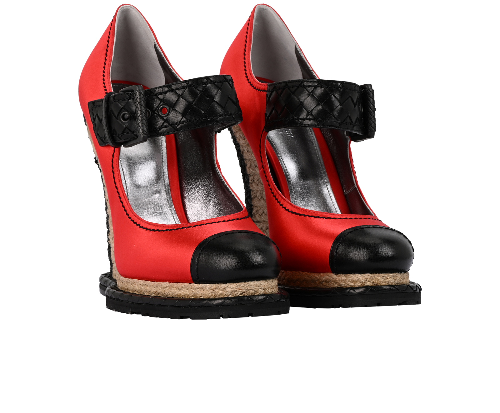 Bottega Veneta  Wedge Espadrilles, &pound;220, Shoes, Black/Red, Raffia/Satin, Side view