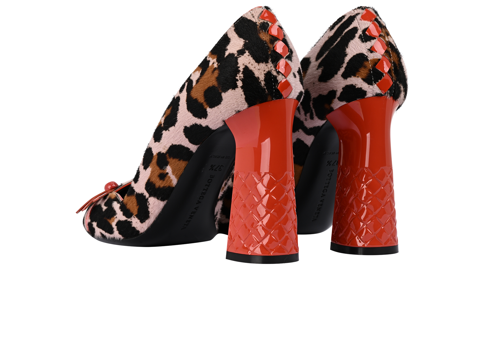 Bottega Veneta Block Heel Slip On, &pound;180, Shoes, Black/Brown/Orange, Leather/Pony / Calfhair, Back view