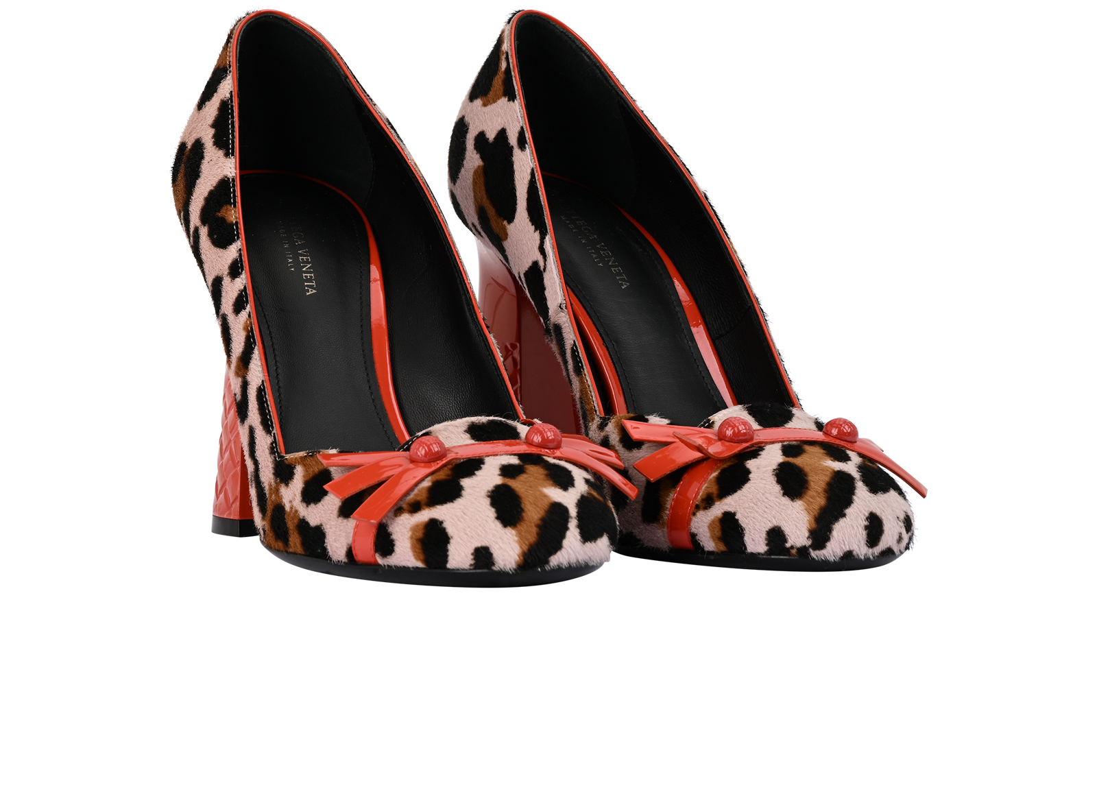 Bottega Veneta Block Heel Slip On, &pound;180, Shoes, Black/Brown/Orange, Leather/Pony / Calfhair, Side view