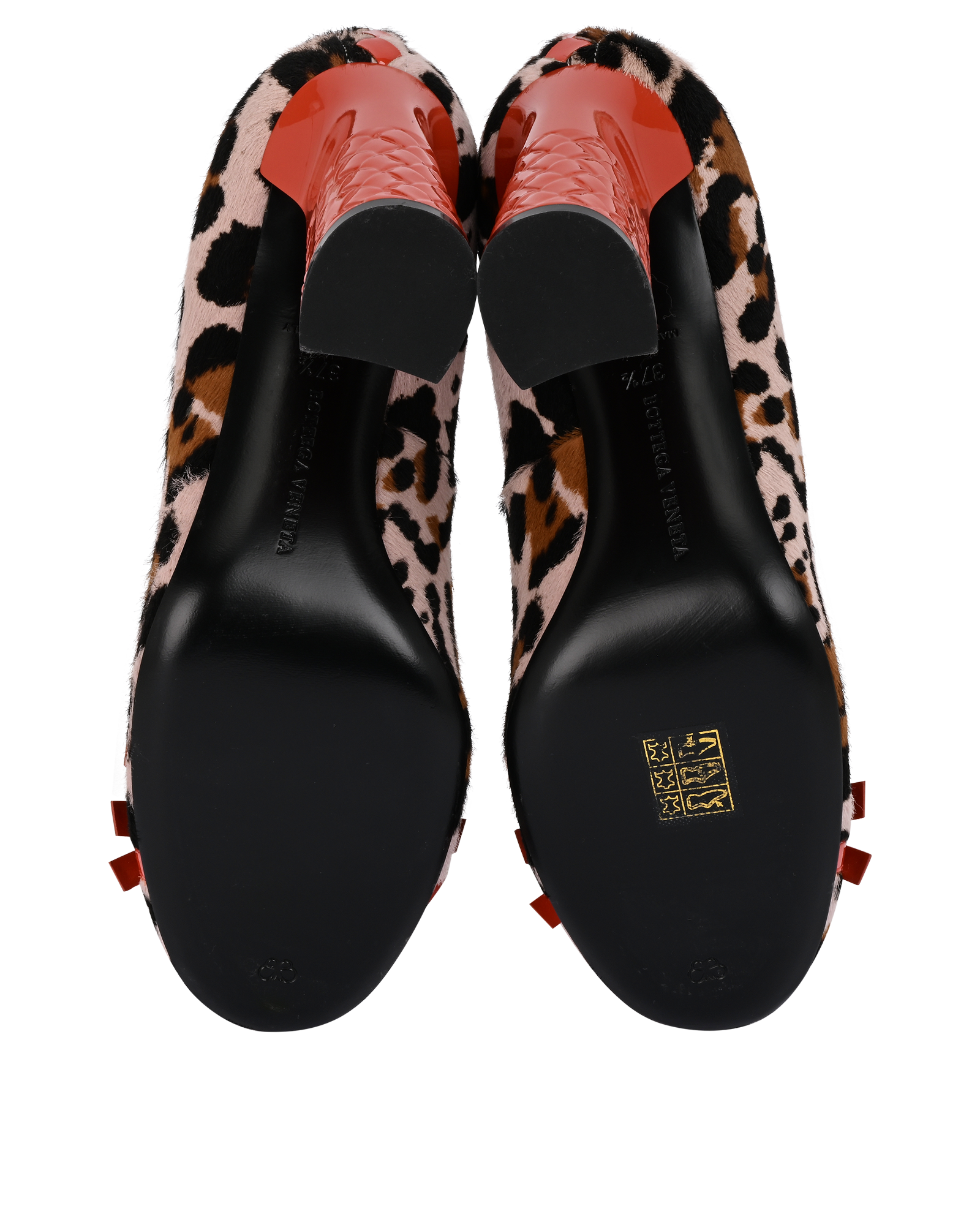 Bottega Veneta Block Heel Slip On, &pound;180, Shoes, Black/Brown/Orange, Leather/Pony / Calfhair, Top view