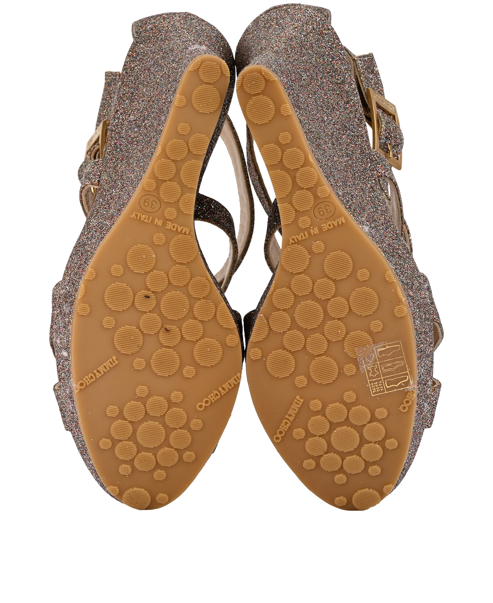 Jimmy Choo Penny Glitter Wedges, &pound;210, Shoes, Pink/Purple, Leather, Top view