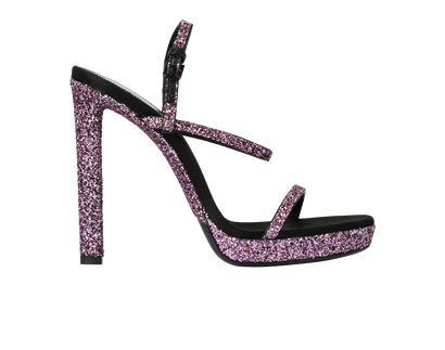 Saint Laurent Glitter Heels, &pound;295, Shoes, Black/Pink, Leather, Front view