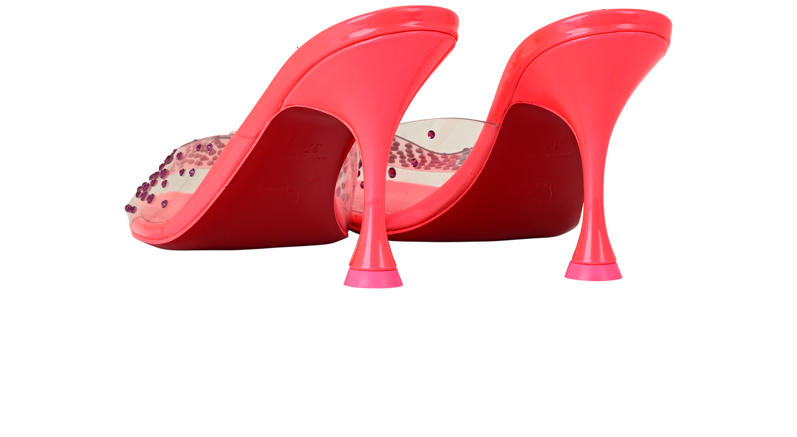 Christian Louboutin Degramule Strass, &pound;395, Shoes, Pink, Leather/Plastic, Back view