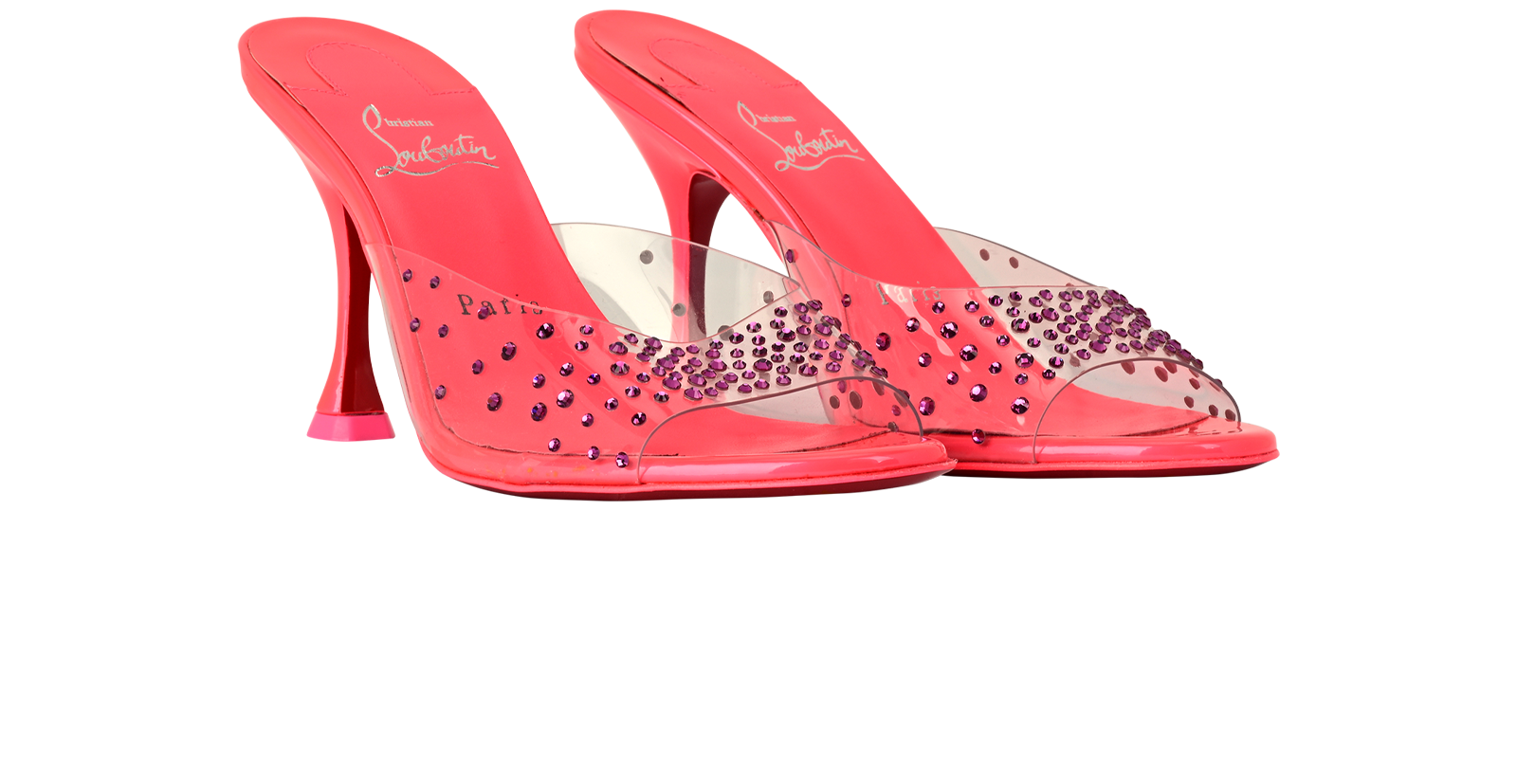 Christian Louboutin Degramule Strass, &pound;395, Shoes, Pink, Leather/Plastic, Side view