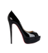 Christian Louboutin Lady Peep Pumps, &pound;320, Shoes, Black, Patent Leather, Front view