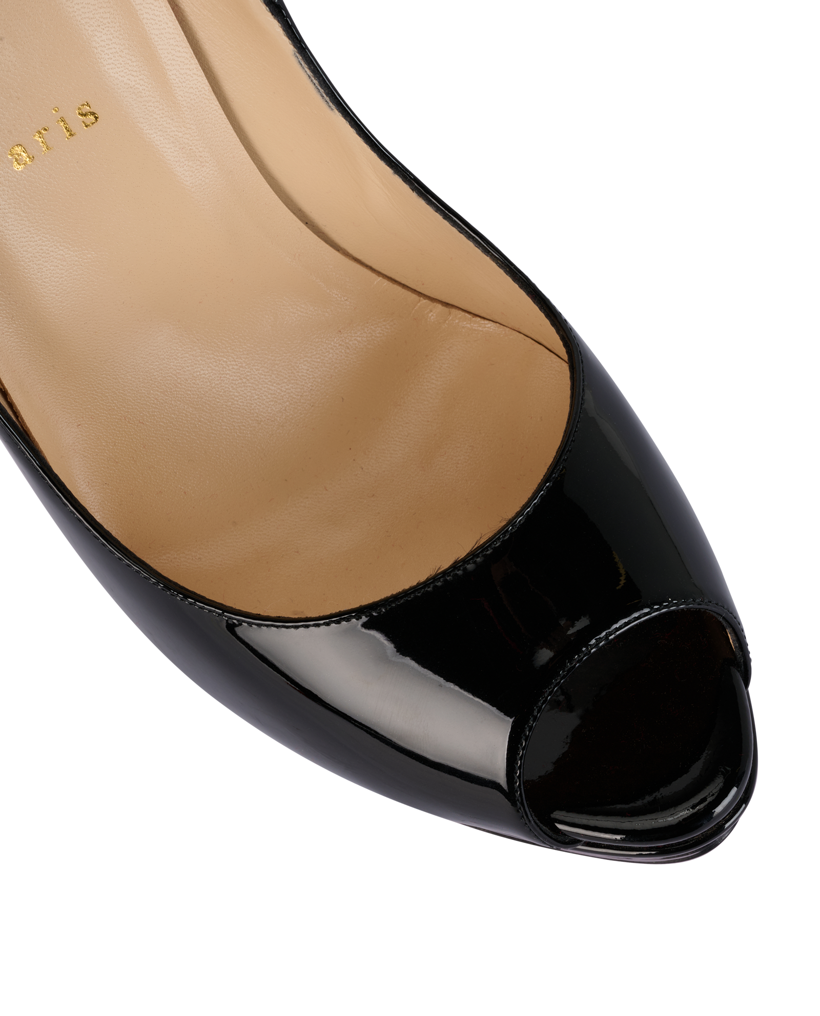 Christian Louboutin Lady Peep Pumps, &pound;320, Shoes, Black, Patent Leather, Other view