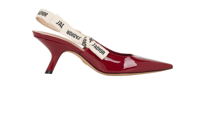 Christian Dior J'Adior Slingback Heels, &pound;450, Shoes, Red, Fabric/Patent Leather, Front view