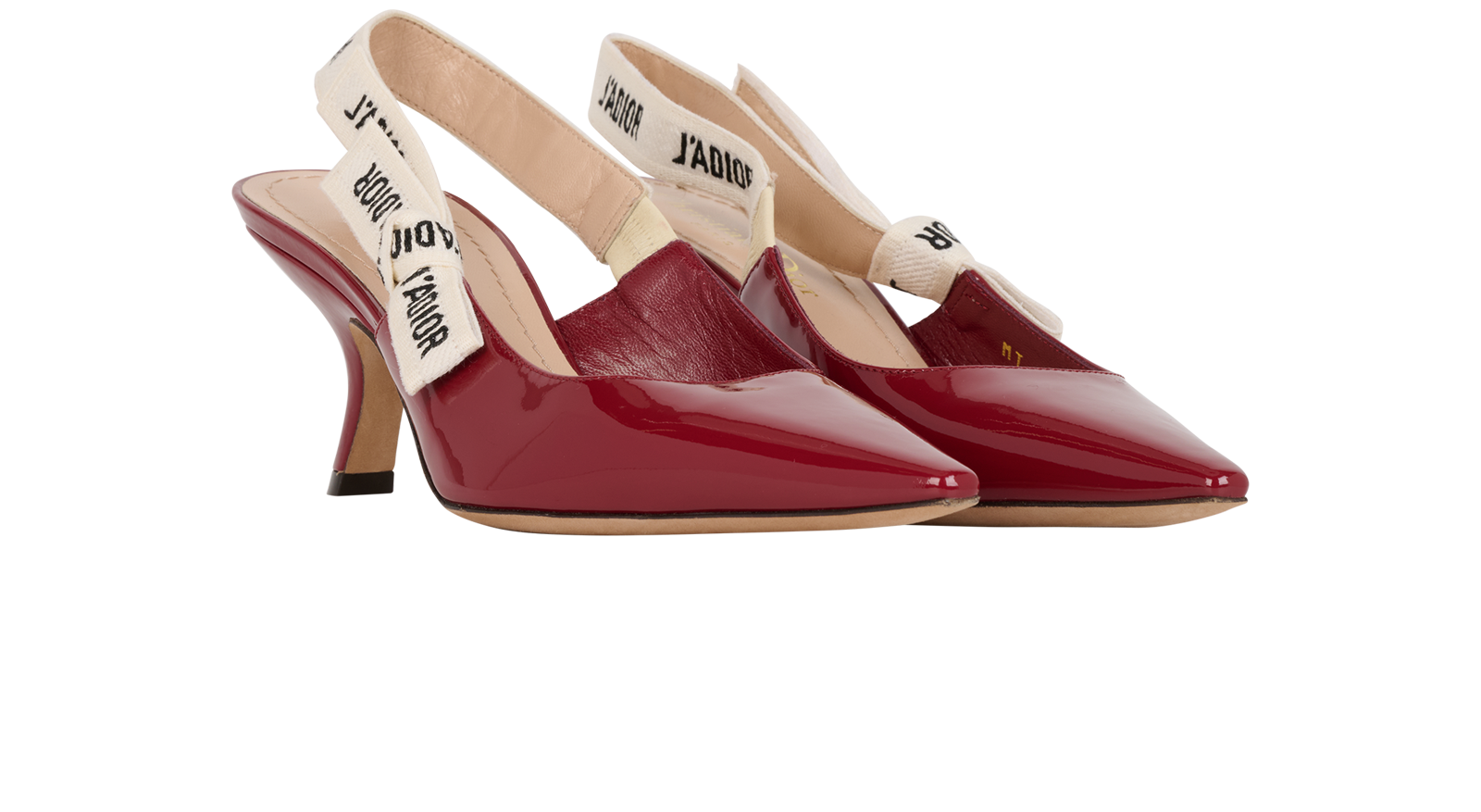 Christian Dior J'Adior Slingback Heels, &pound;450, Shoes, Red, Fabric/Patent Leather, Side view