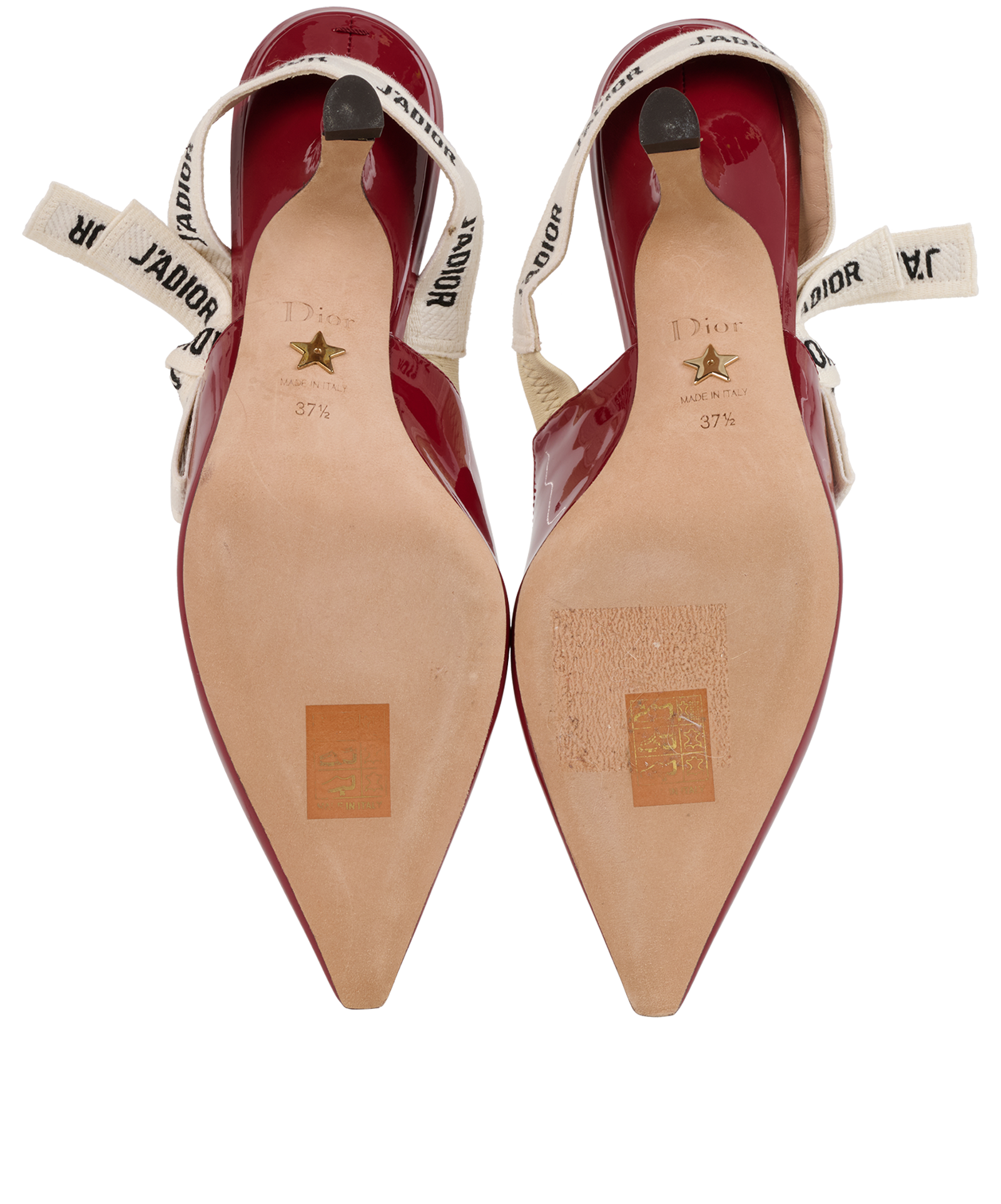 Christian Dior J'Adior Slingback Heels, &pound;450, Shoes, Red, Fabric/Patent Leather, Top view