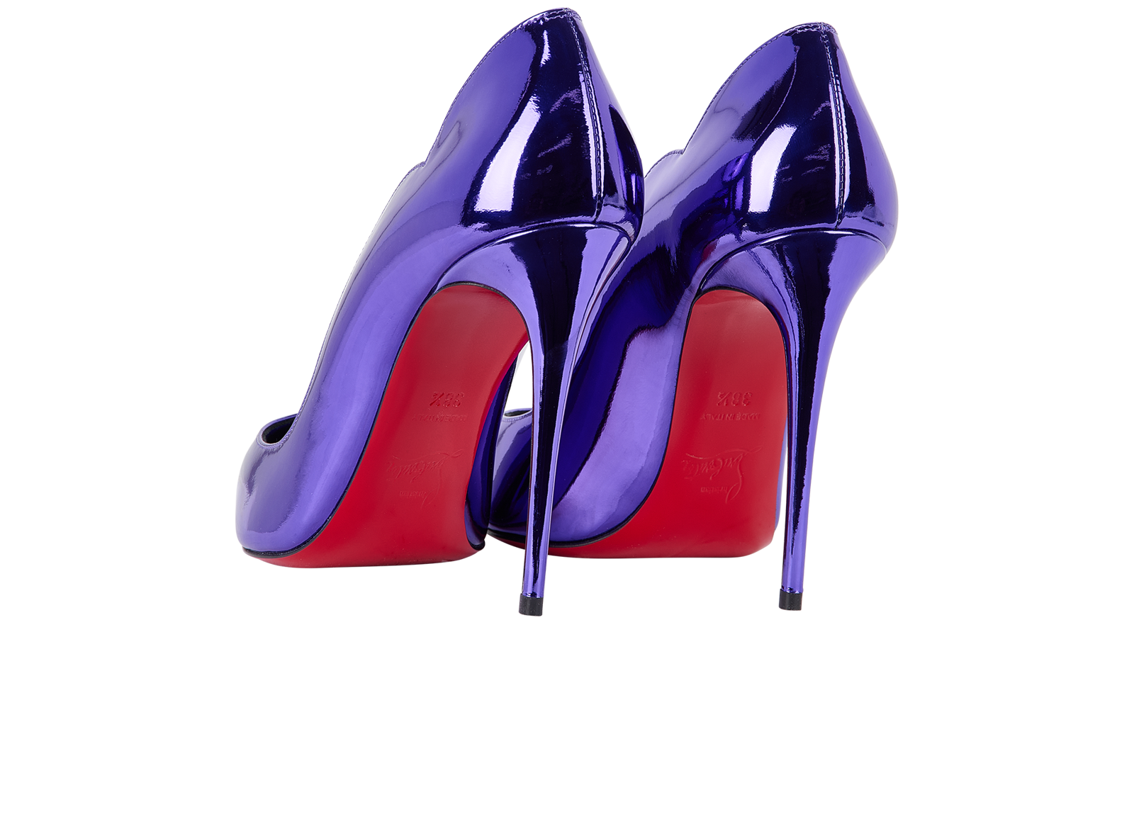 Christian Louboutin Hot Chick Pumps, &pound;495, Shoes, Purple, Patent Leather, Back view