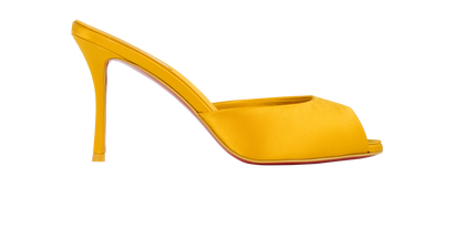Christian Louboutin Me Dolly 85 Mule, &pound;350, Shoes, Yellow, Satin, Front view