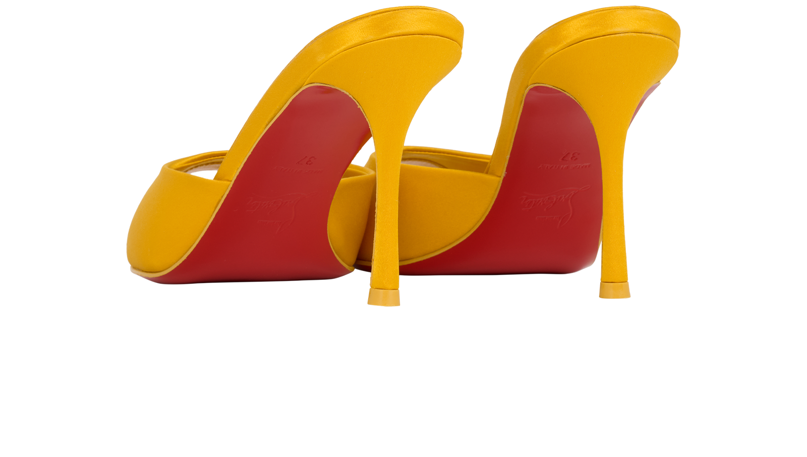Christian Louboutin Me Dolly 85 Mule, &pound;350, Shoes, Yellow, Satin, Back view