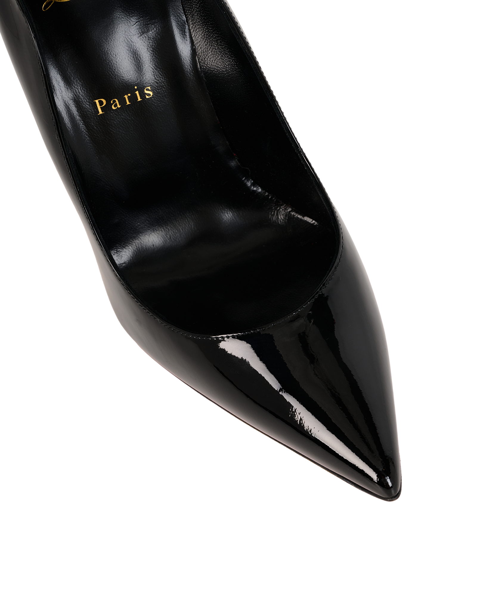 Christian Louboutin Lipchick Pump 100, &pound;450, Shoes, Black/Gold, Patent Leather, Other view
