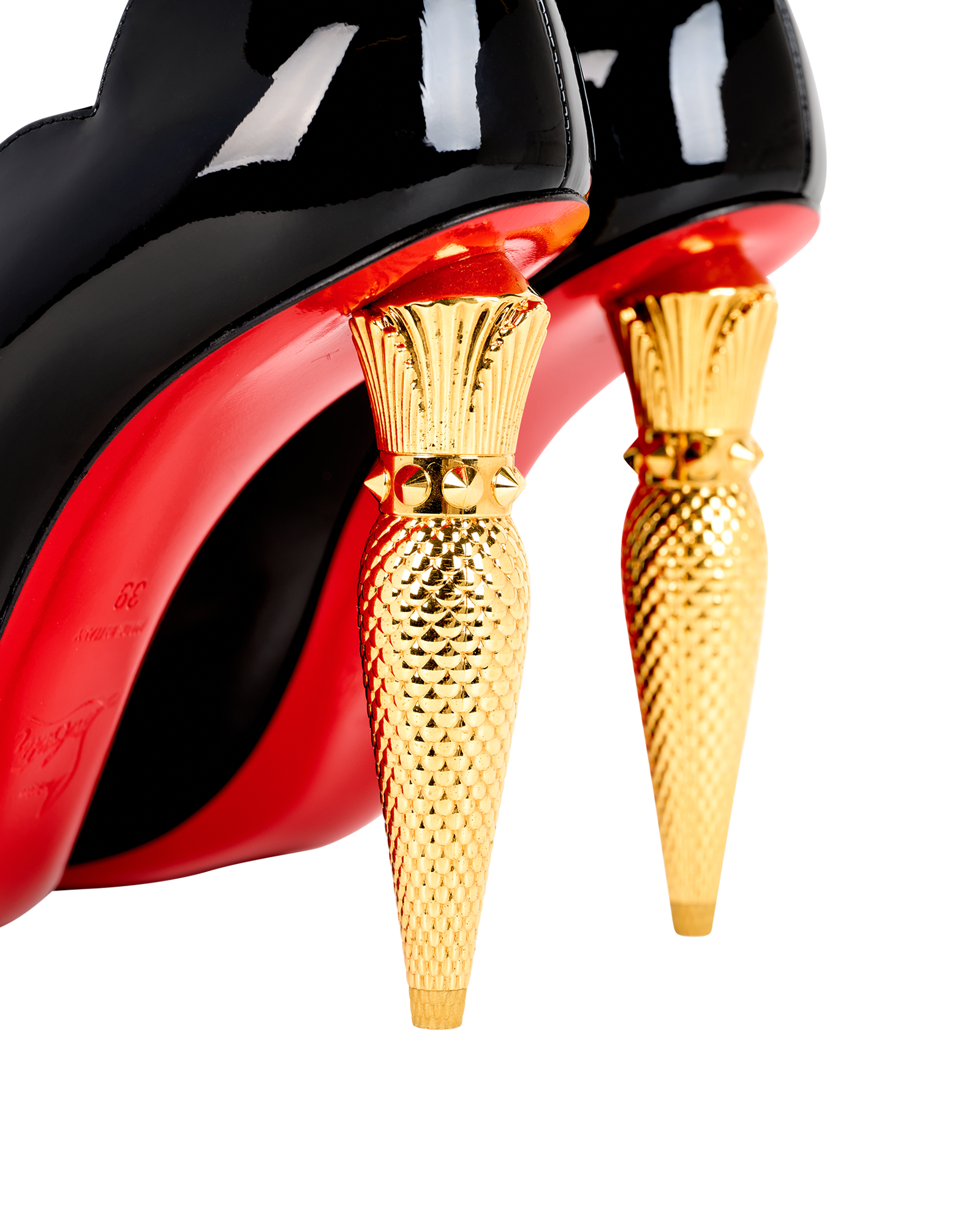 Christian Louboutin Lipchick Pump 100, &pound;450, Shoes, Black/Gold, Patent Leather, Other view