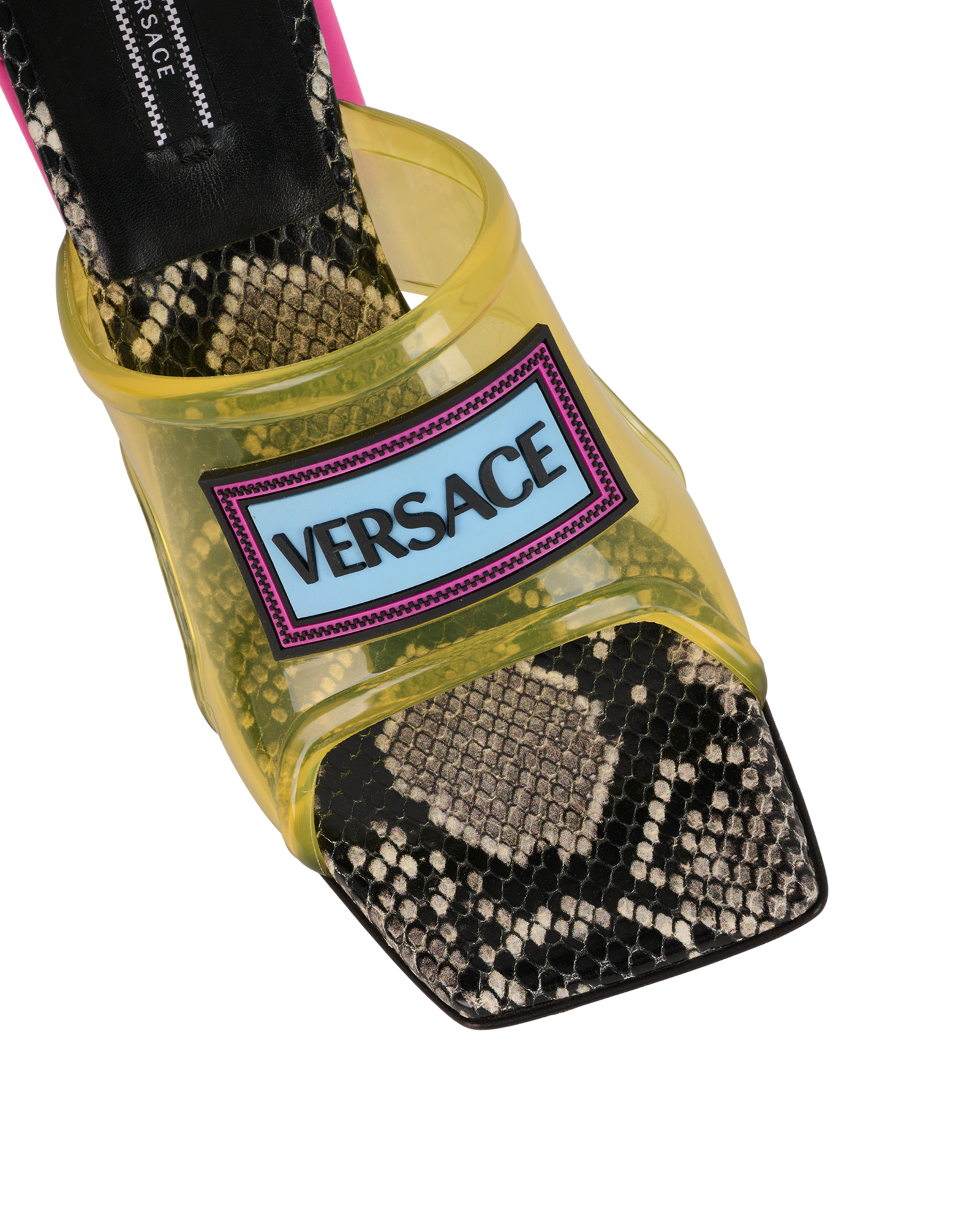 Versace 70 Clear Sandals, &pound;150, Shoes, Pink/Yellow, Leather/PVC, Other view