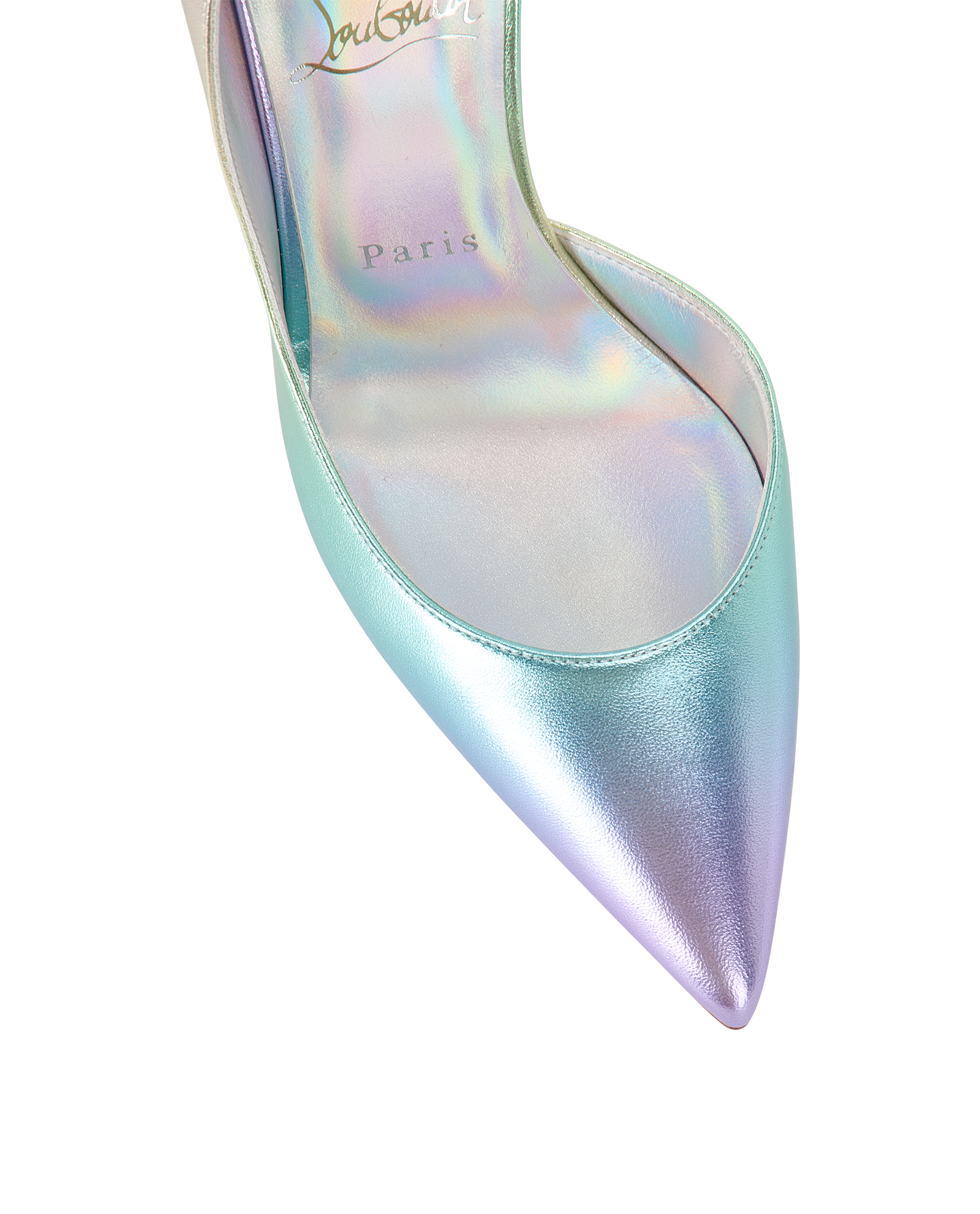 Christian Louboutin Iridescent Iriza 100, &pound;450, Shoes, Gold/Green/Purple/Silver, Leather, Other view