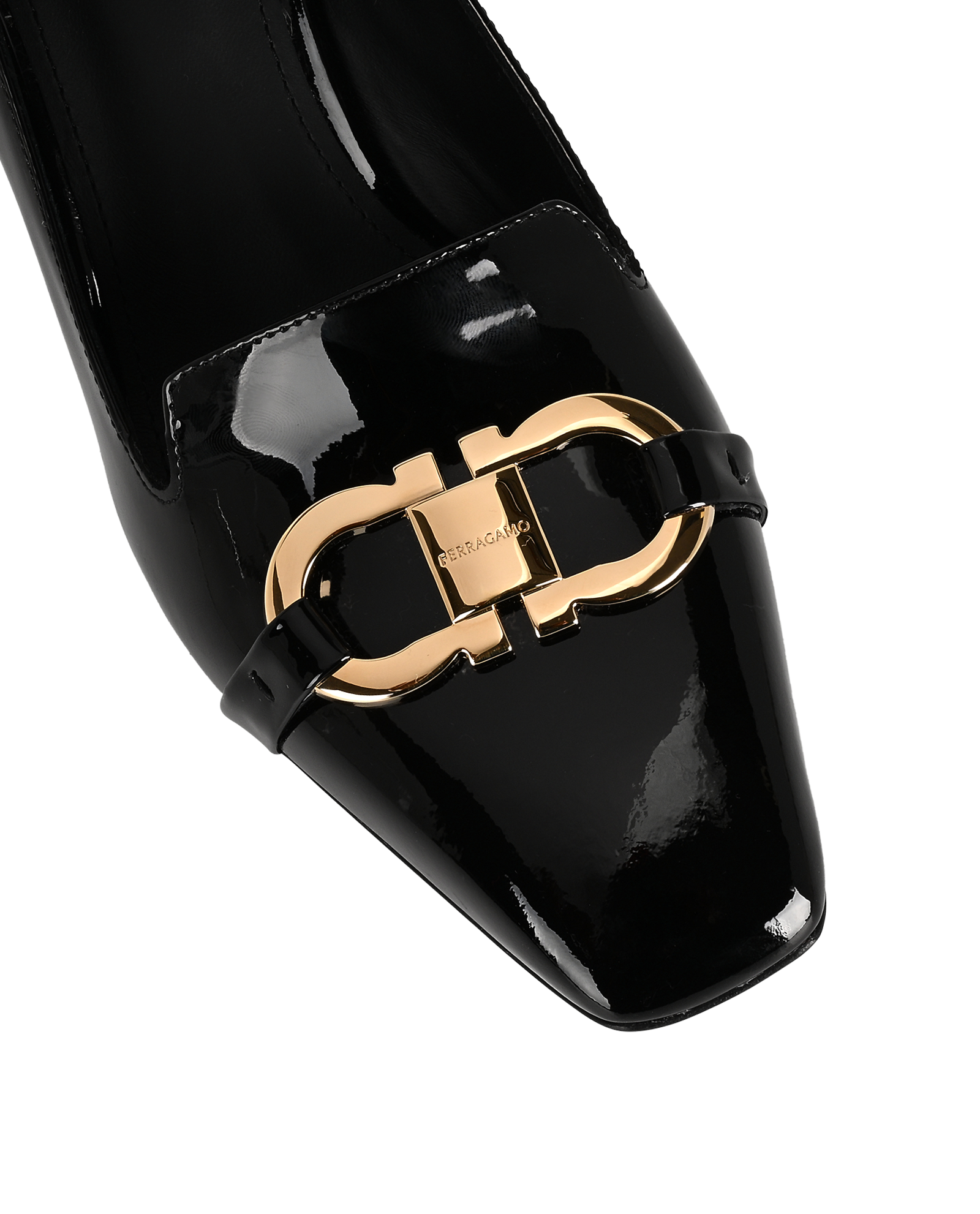 Salvatore Ferragamo Gancini Ornament Pumps, &pound;375, Shoes, Black, Patent Leather, Other view
