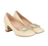 Gucci Crystal G Block Heels, &pound;375, Shoes, Beige, Leather, Side view