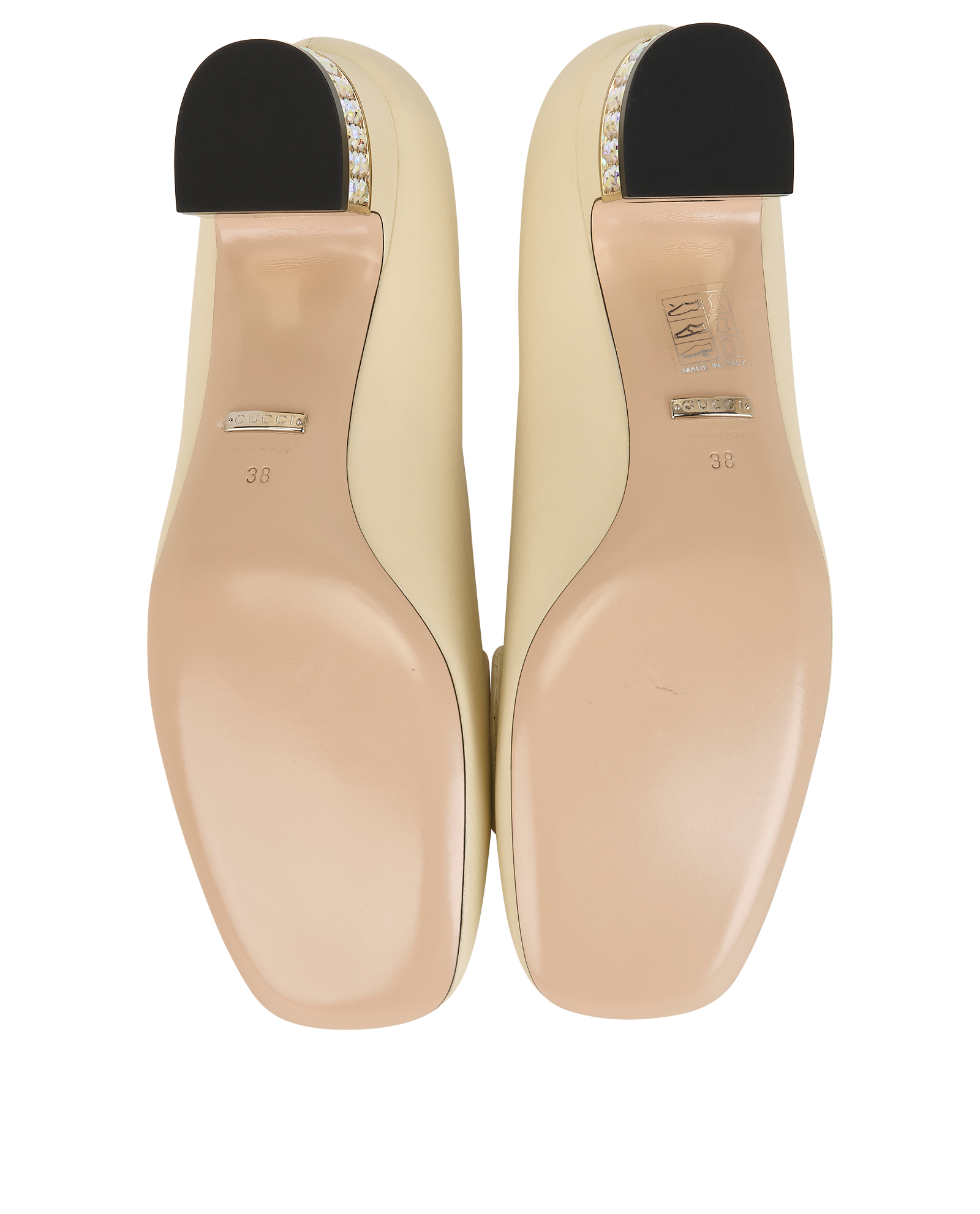 Gucci Crystal G Block Heels, &pound;375, Shoes, Beige, Leather, Top view