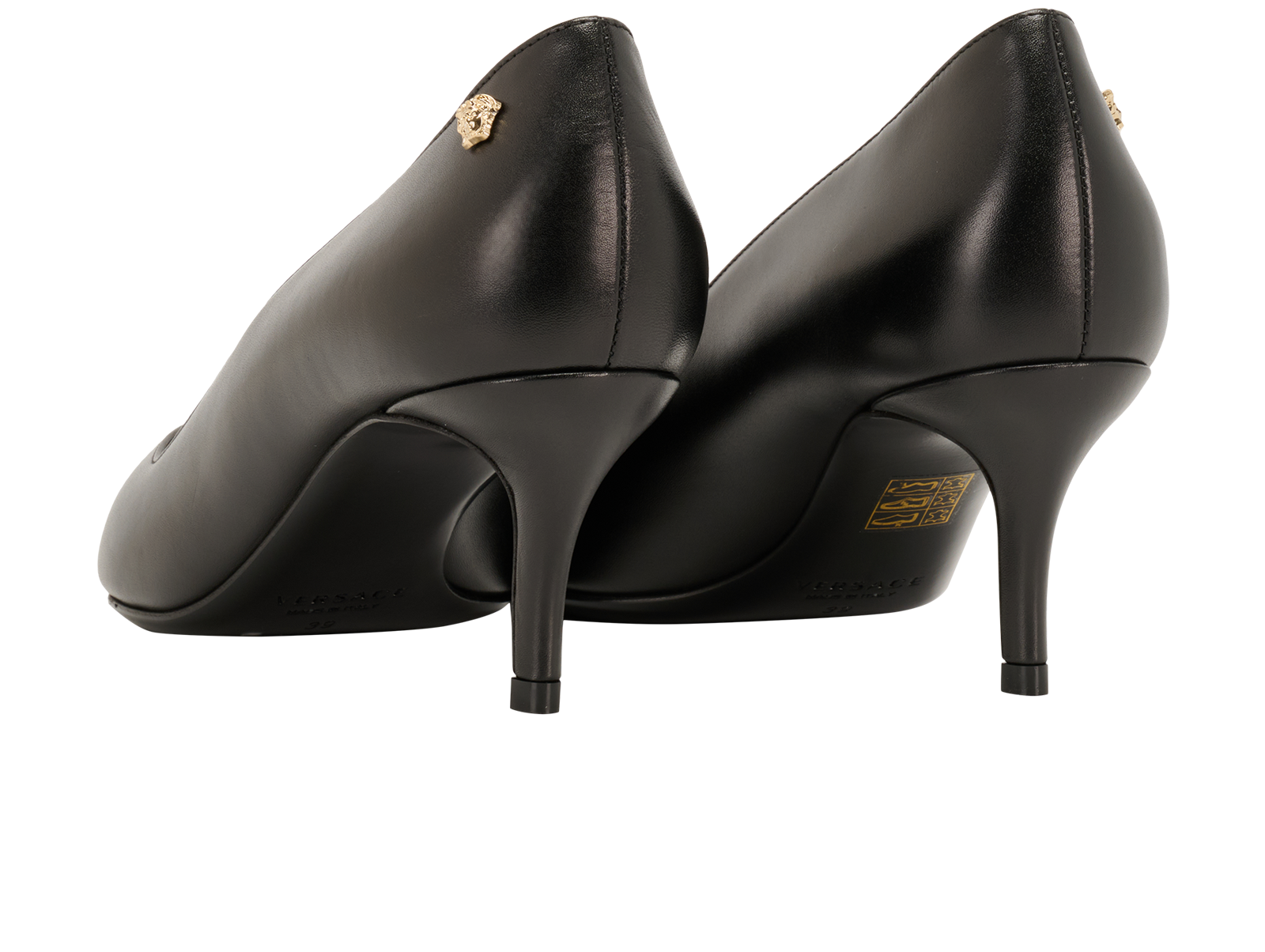 Versace Medusa Heels, &pound;170, Shoes, Black, Leather, Back view