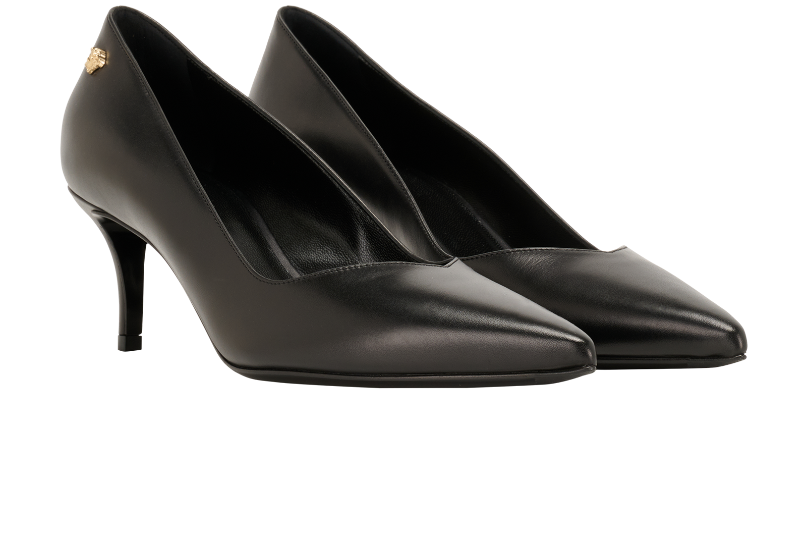 Versace Medusa Heels, &pound;170, Shoes, Black, Leather, Side view