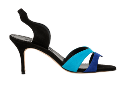 Sandales Manolo Blahnik 'Chaos' Noires Vernies - Taille 40.5 / UK 7.5 - Talon 70mm