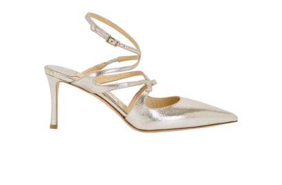 Jimmy Choo Azia 75, &pound;290, Shoes, Silver, Leather, Front view