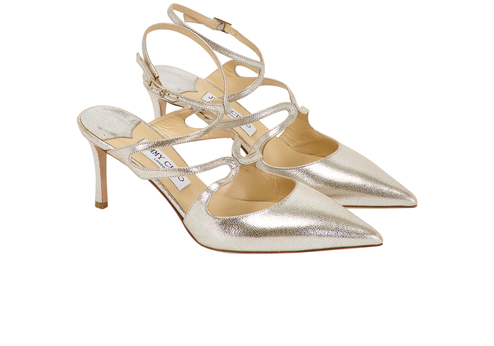 Jimmy Choo Azia 75, &pound;290, Shoes, Silver, Leather, Side view