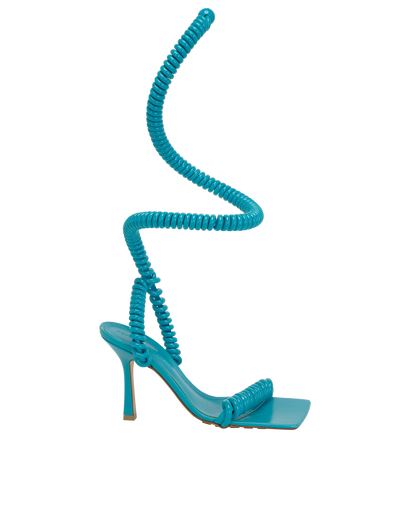 Bottega Veneta Wire Stretch Heeled Sandals, &pound;250, Shoes, Blue, Rubber, Front view