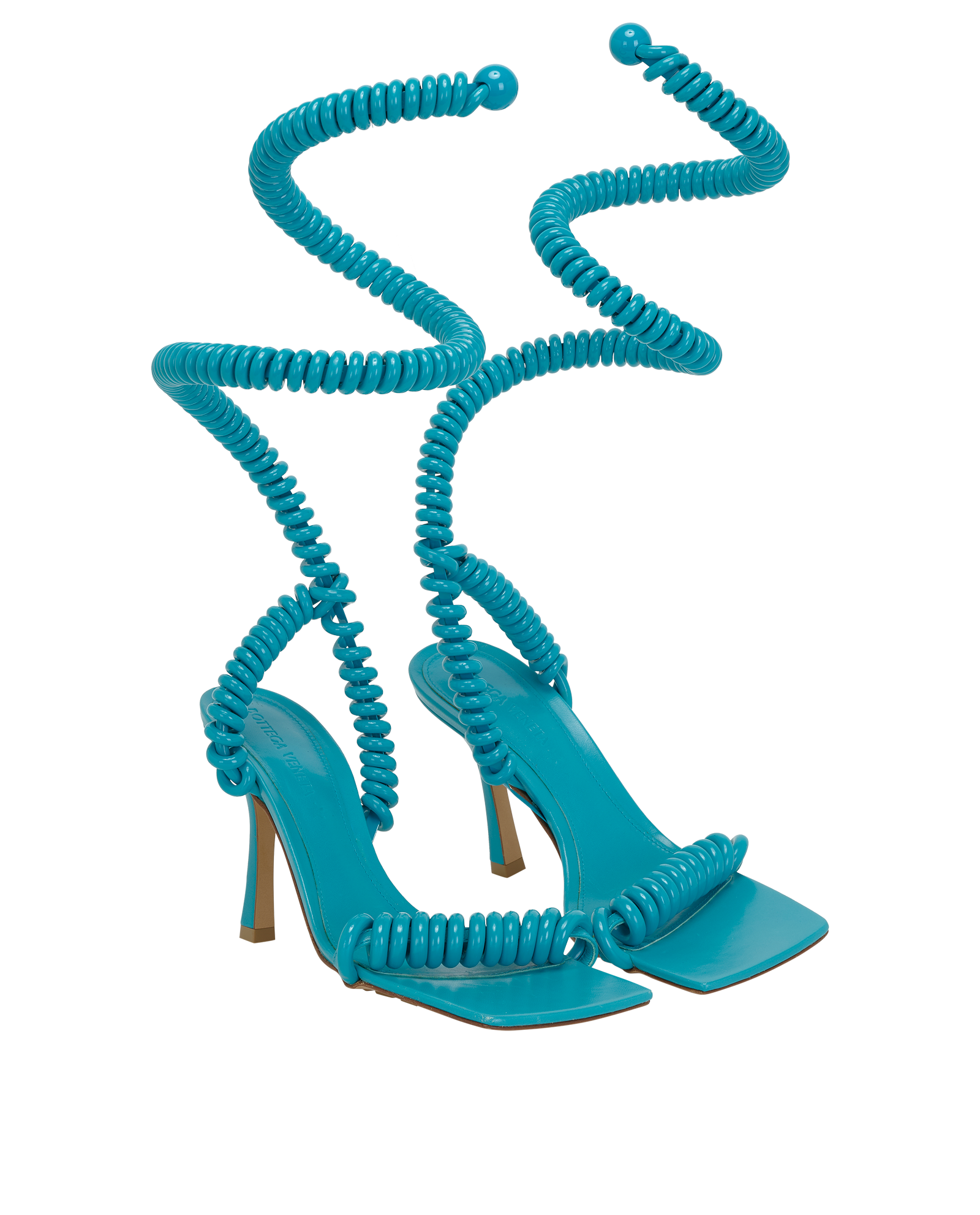 Bottega Veneta Wire Stretch Heeled Sandals, &pound;250, Shoes, Blue, Rubber, Side view