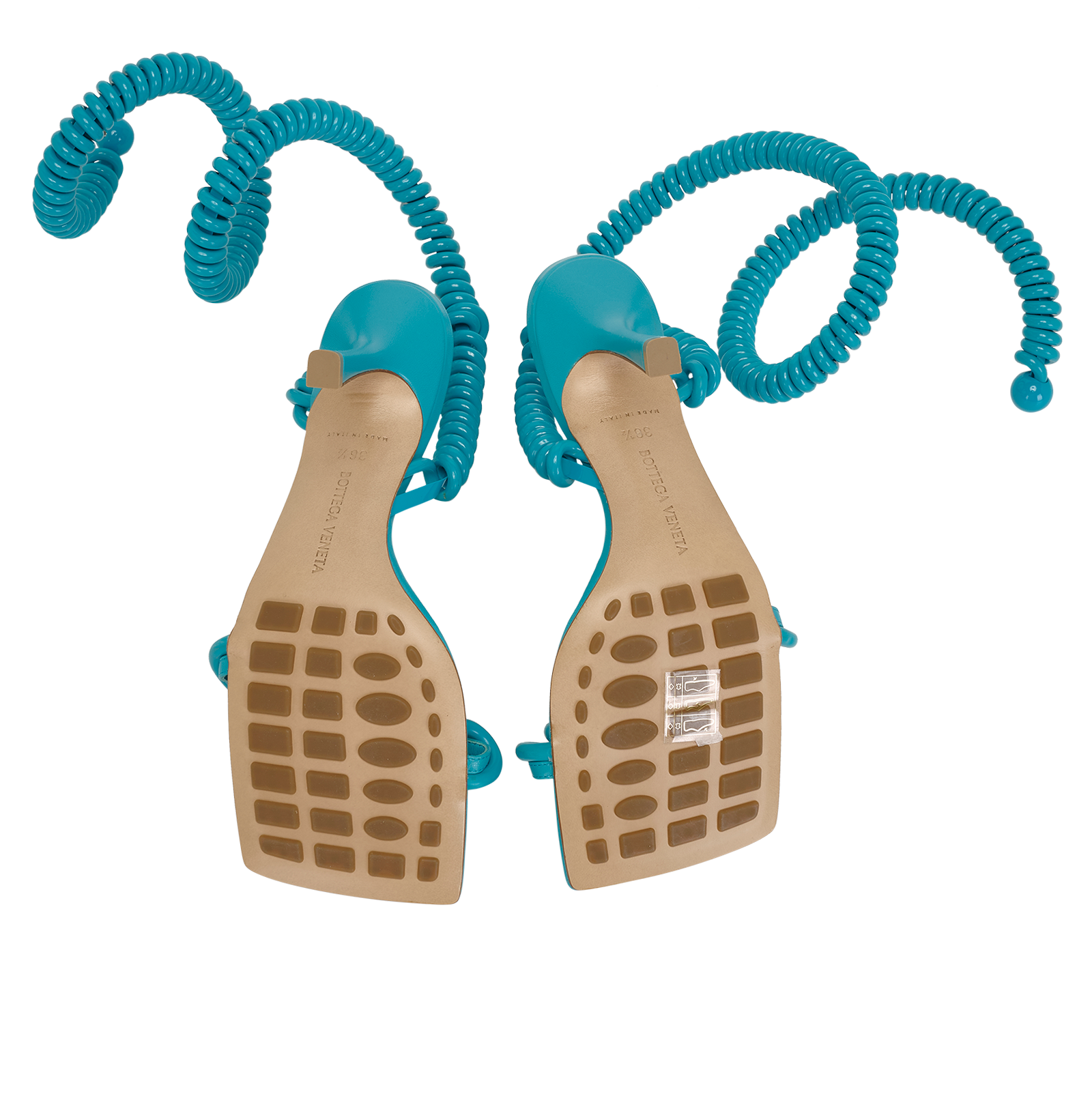 Bottega Veneta Wire Stretch Heeled Sandals, &pound;250, Shoes, Blue, Rubber, Top view