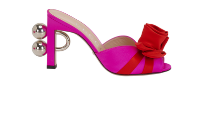 Gucci Shawana Flower Mules, &pound;250, Shoes, Pink/Red, Leather/Satin, Front view