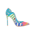 Christian Louboutin Hot Chick Heels, &pound;330, Shoes, Blue/Pink/Yellow, Patent Leather, Front view