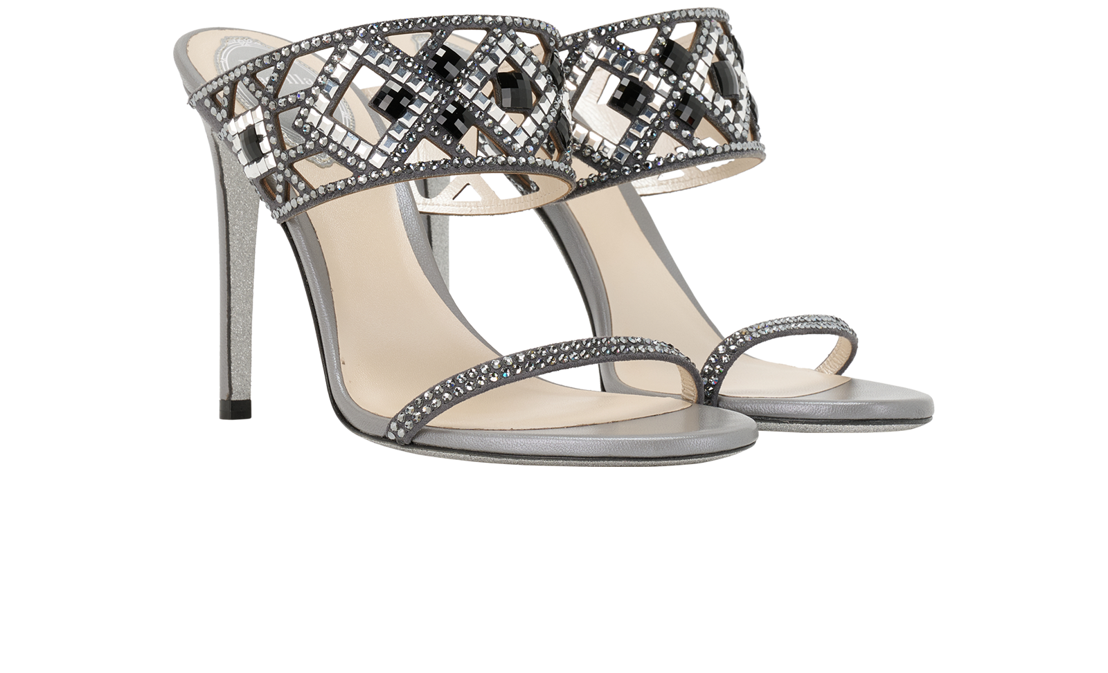 Rene Caovilla Isabel Heels, &pound;475, Shoes, Grey, Leather, Side view