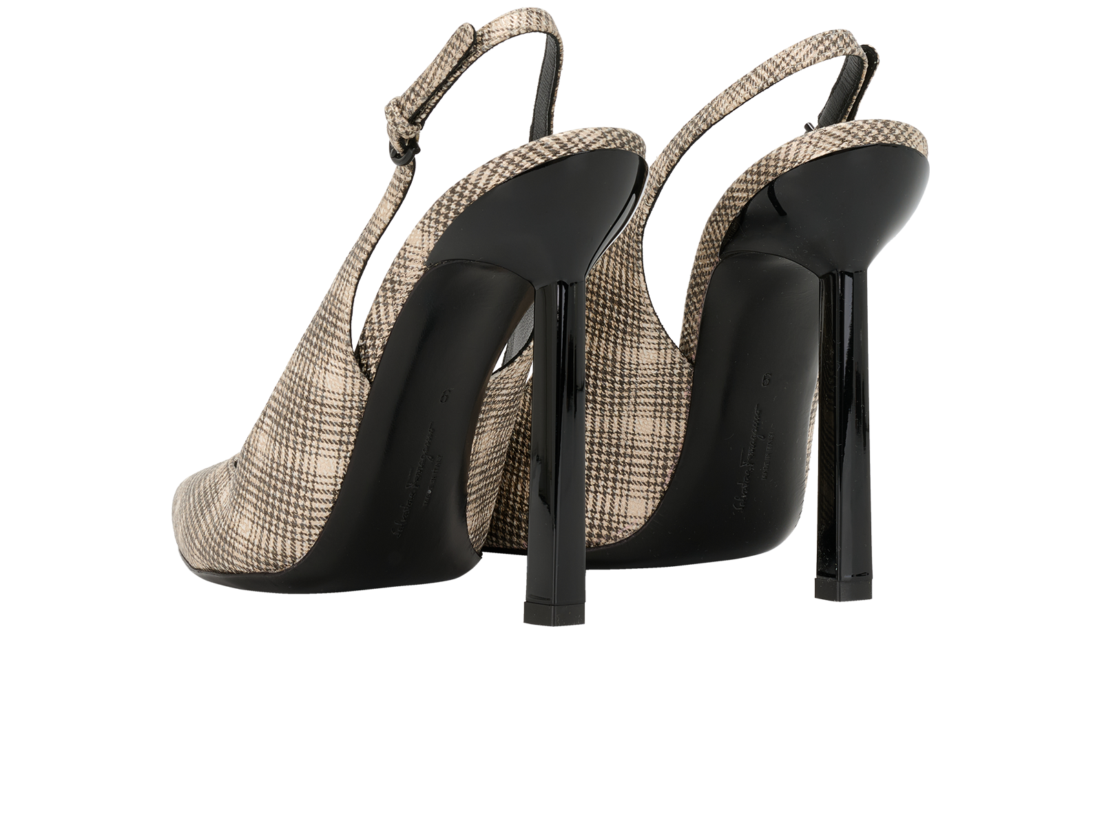 Salvatore Ferragamo Tweed Heels, &pound;180, Shoes, Beige/Gold, Fabric, Back view