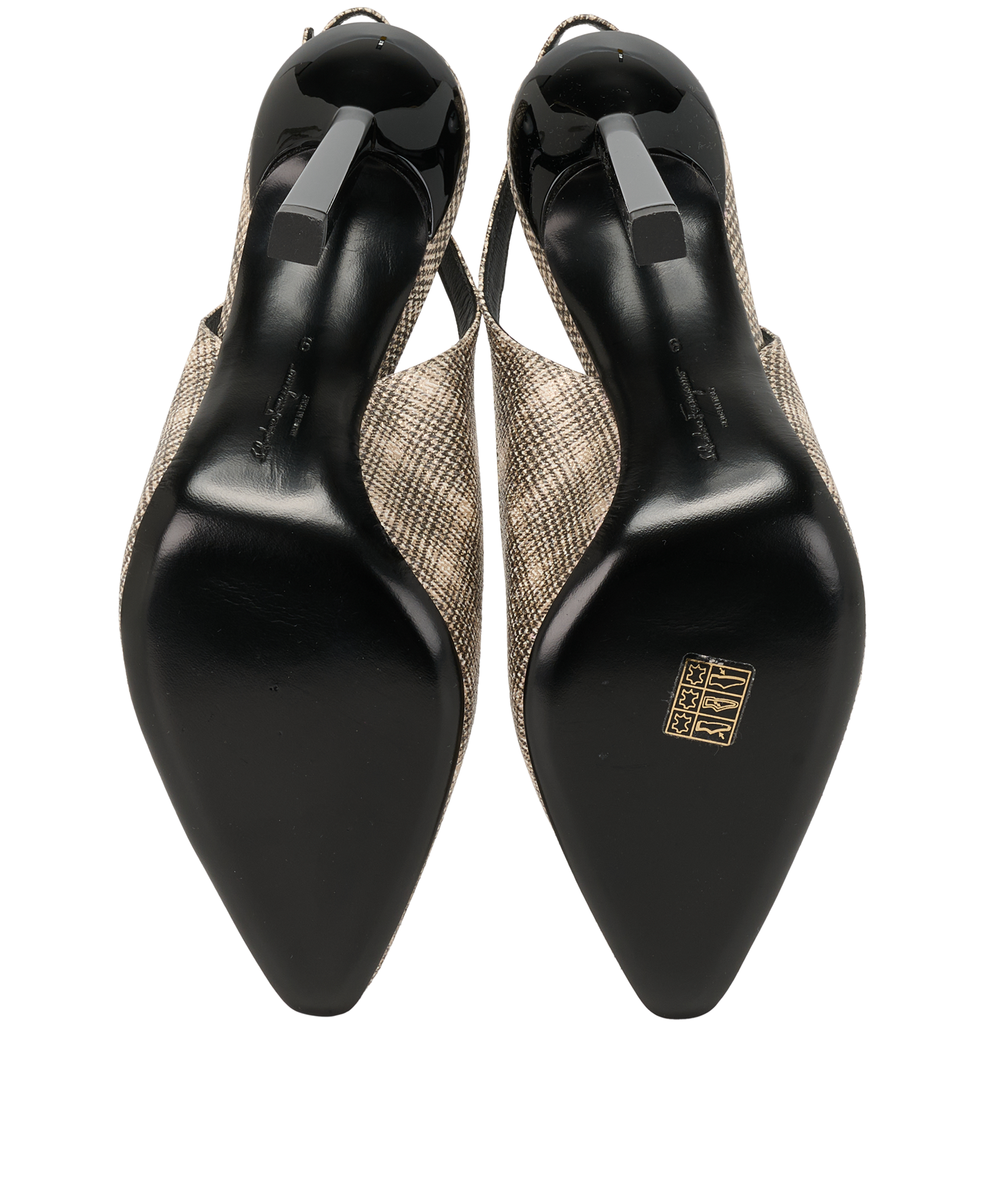 Salvatore Ferragamo Tweed Heels, &pound;180, Shoes, Beige/Gold, Fabric, Top view