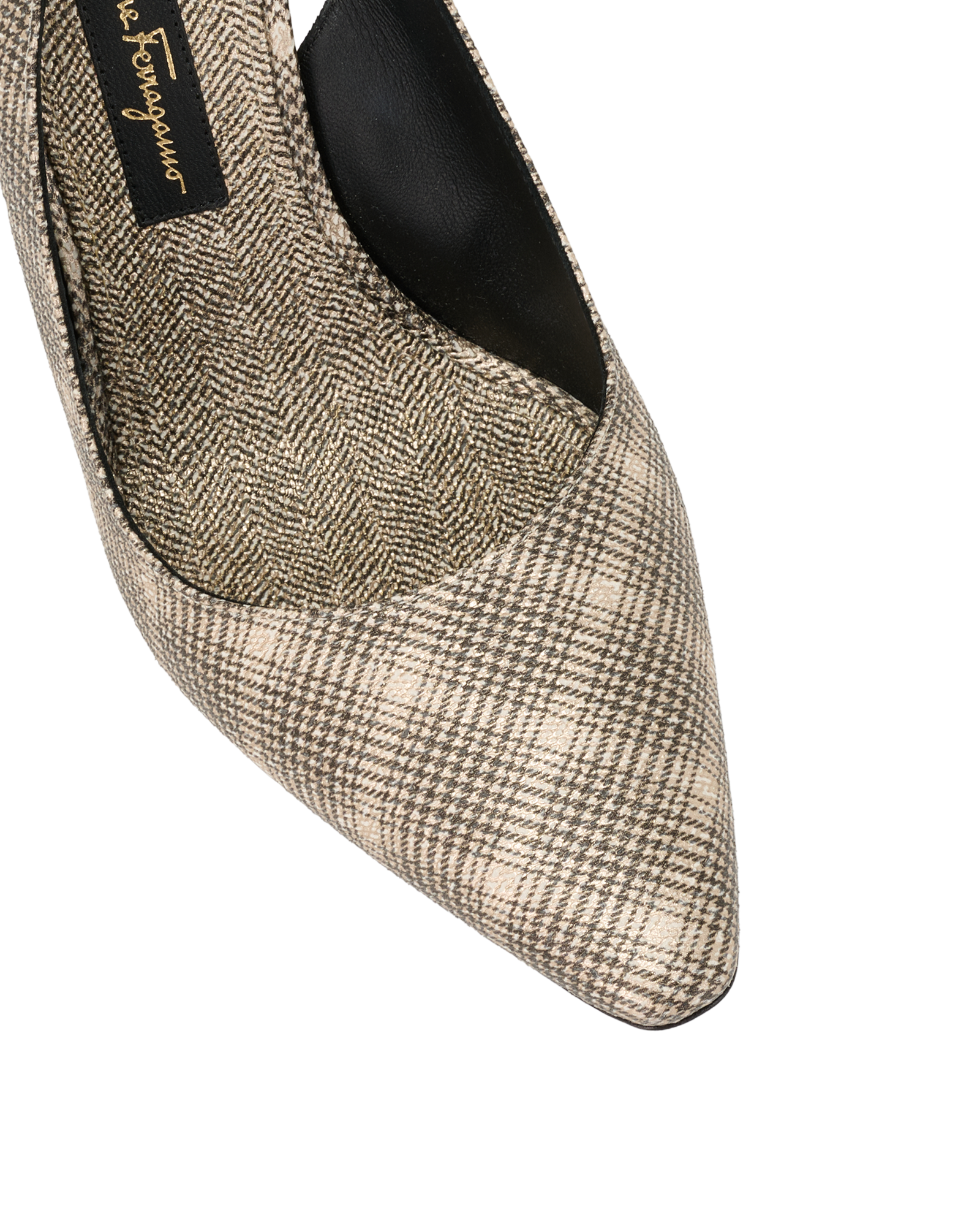 Salvatore Ferragamo Tweed Heels, &pound;180, Shoes, Beige/Gold, Fabric, Other view