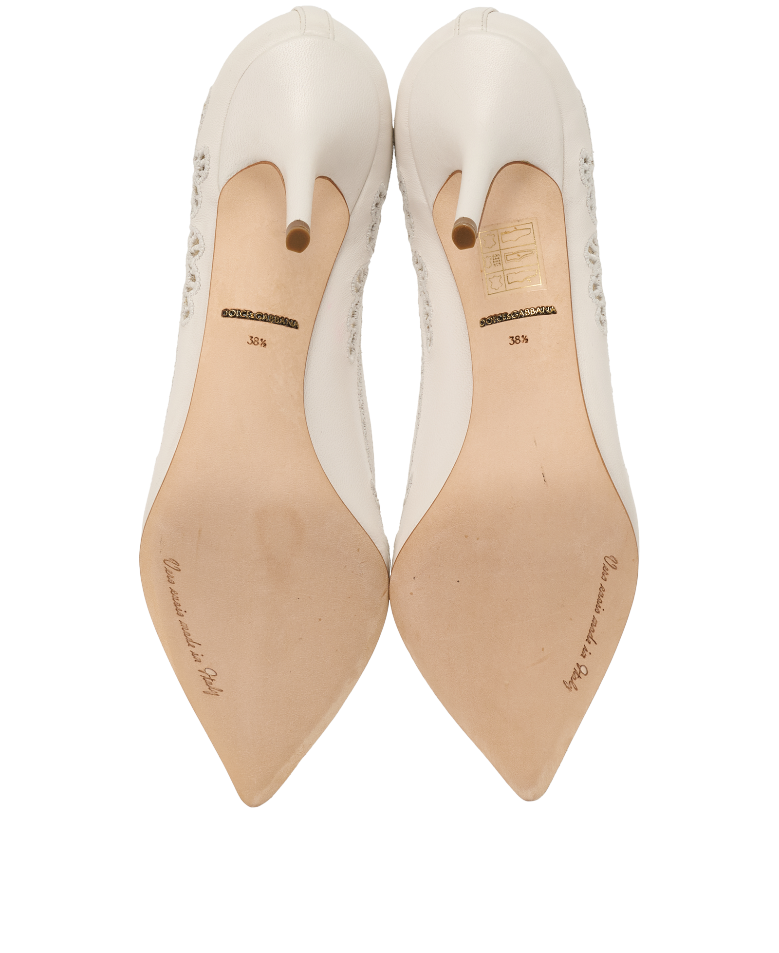 Dolce & Gabbana Lace Details Heels, &pound;195, Shoes, White, Leather, Top view