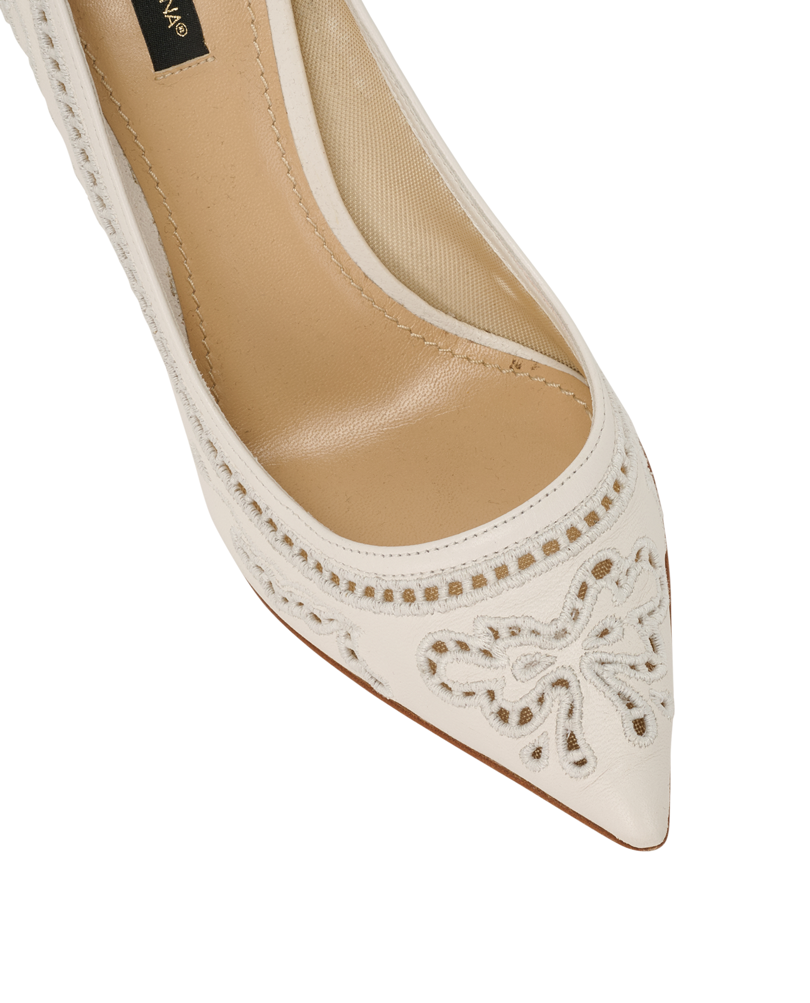 Dolce & Gabbana Lace Details Heels, &pound;195, Shoes, White, Leather, Other view