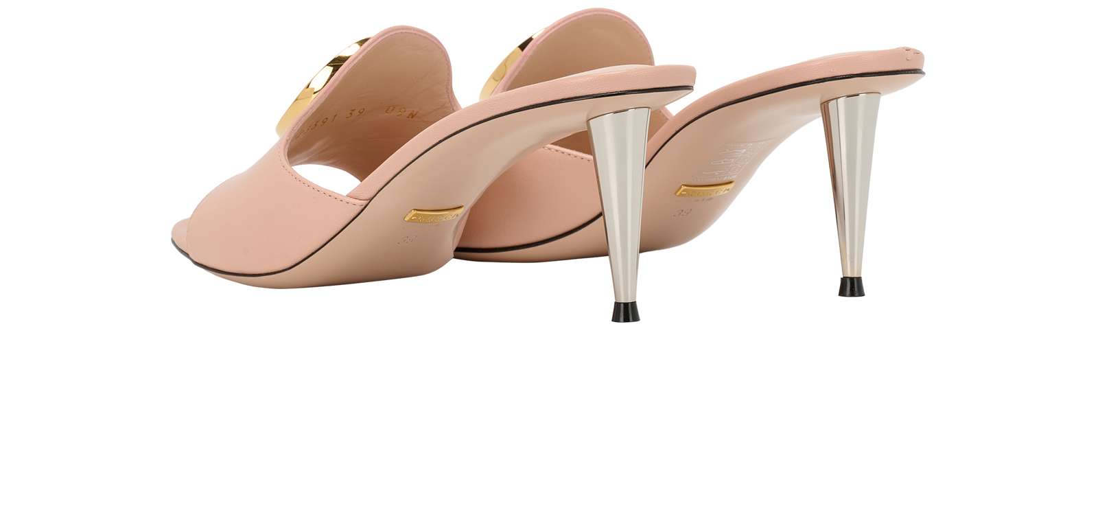 Gucci Malaga Kid Blondie 65mm Slide Sandals, &pound;295, Shoes, Pink, Leather, Back view