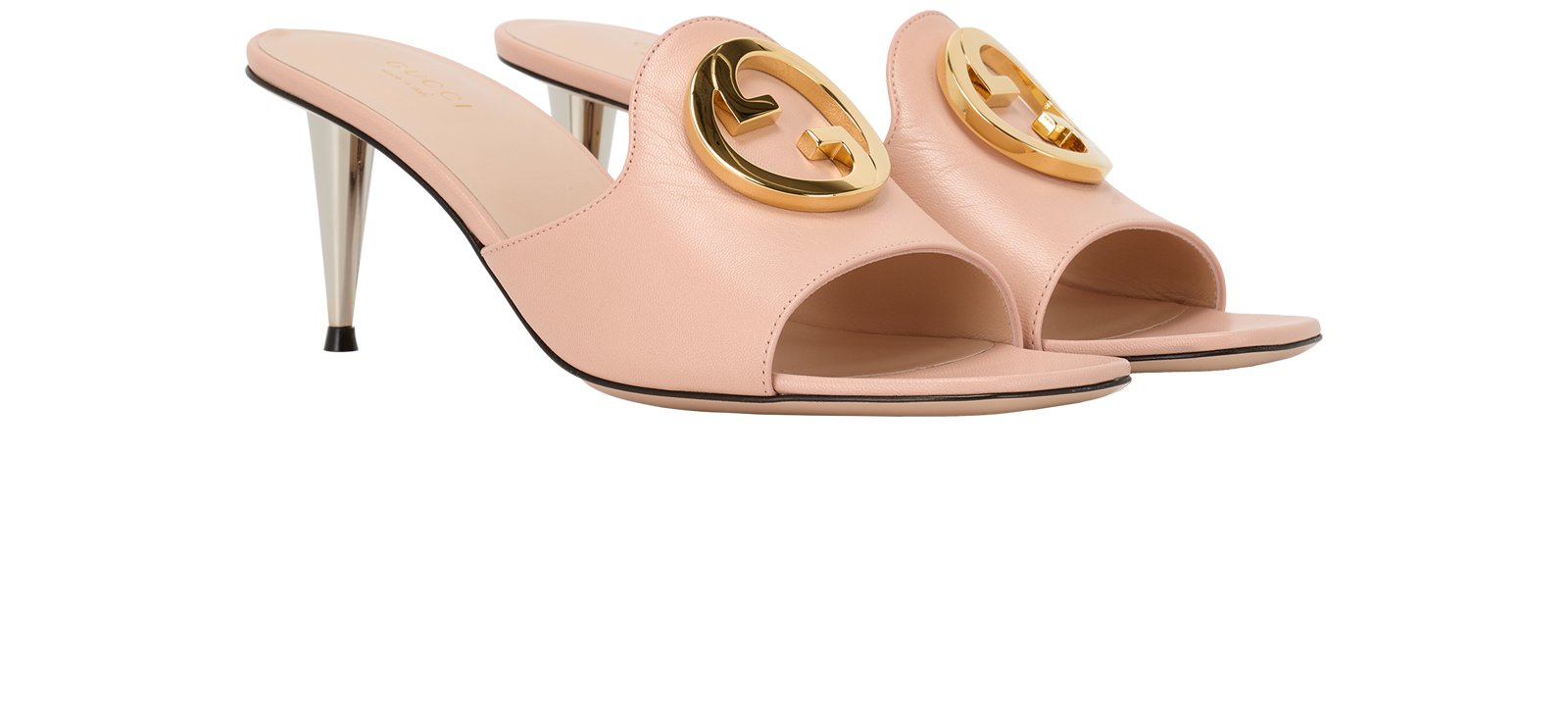 Gucci Malaga Kid Blondie 65mm Slide Sandals, &pound;295, Shoes, Pink, Leather, Side view
