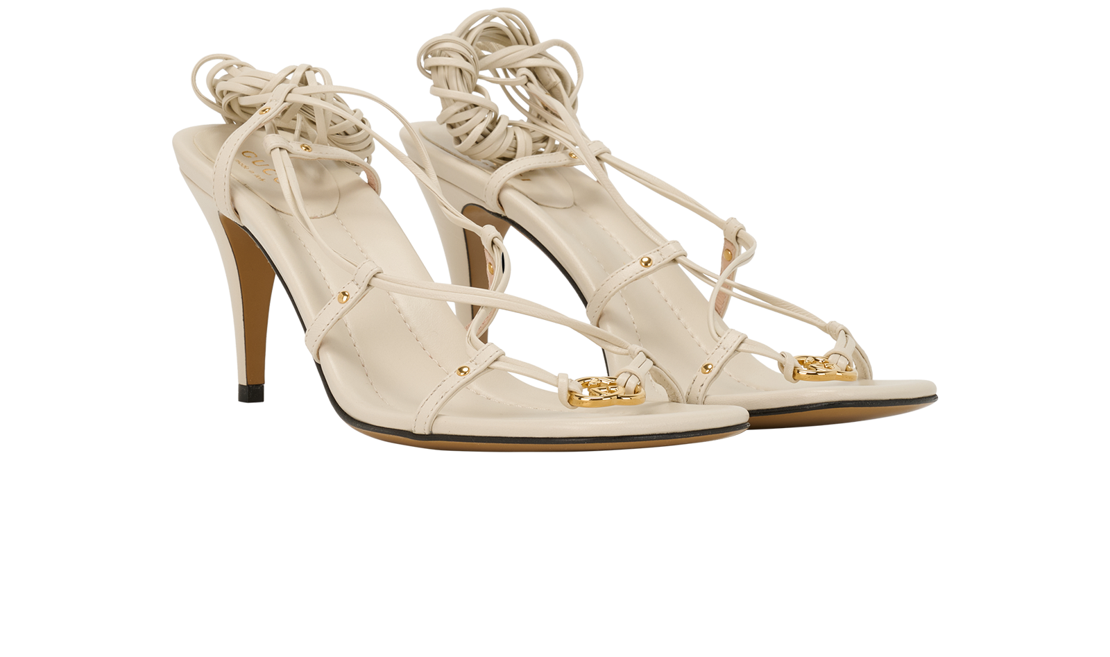 Gucci Interlocking G Strappy Sandals, &pound;295, Shoes, White, Leather, Side view