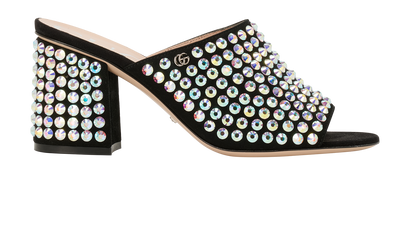 Gucci Embellished Mules, &pound;350, Shoes, Black, Crystal/Suede, Front view