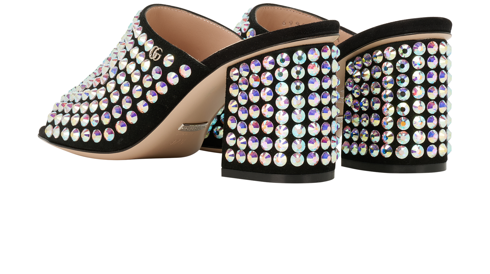 Gucci Embellished Mules, &pound;350, Shoes, Black, Crystal/Suede, Back view