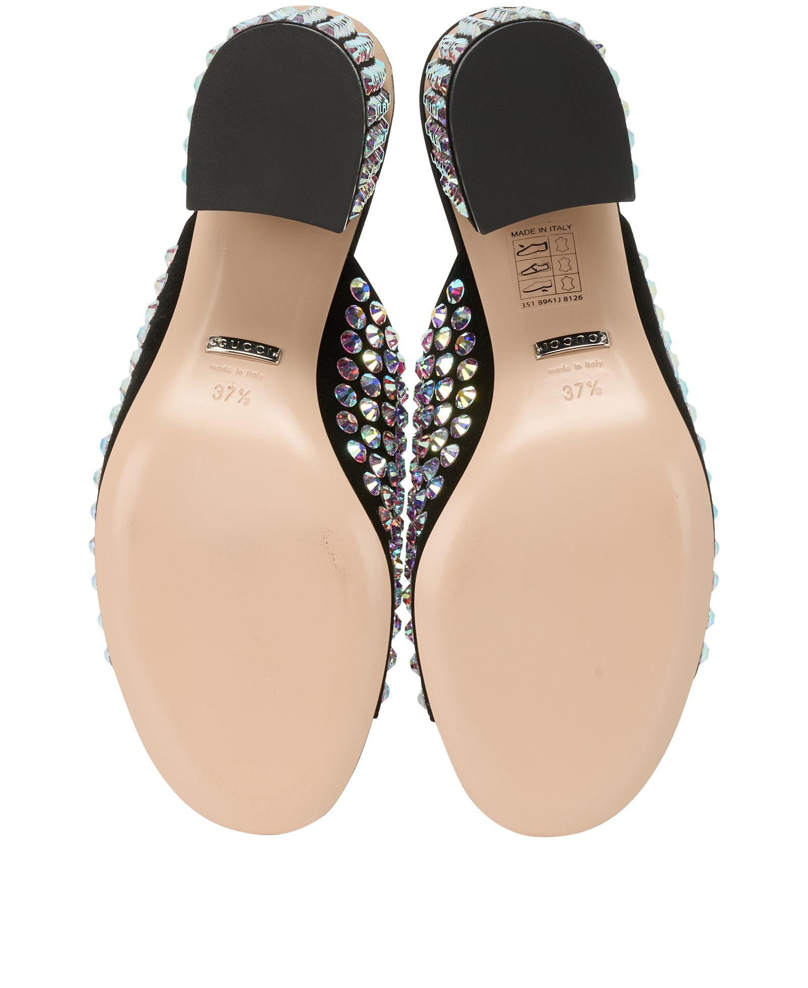 Gucci Embellished Mules, &pound;350, Shoes, Black, Crystal/Suede, Top view